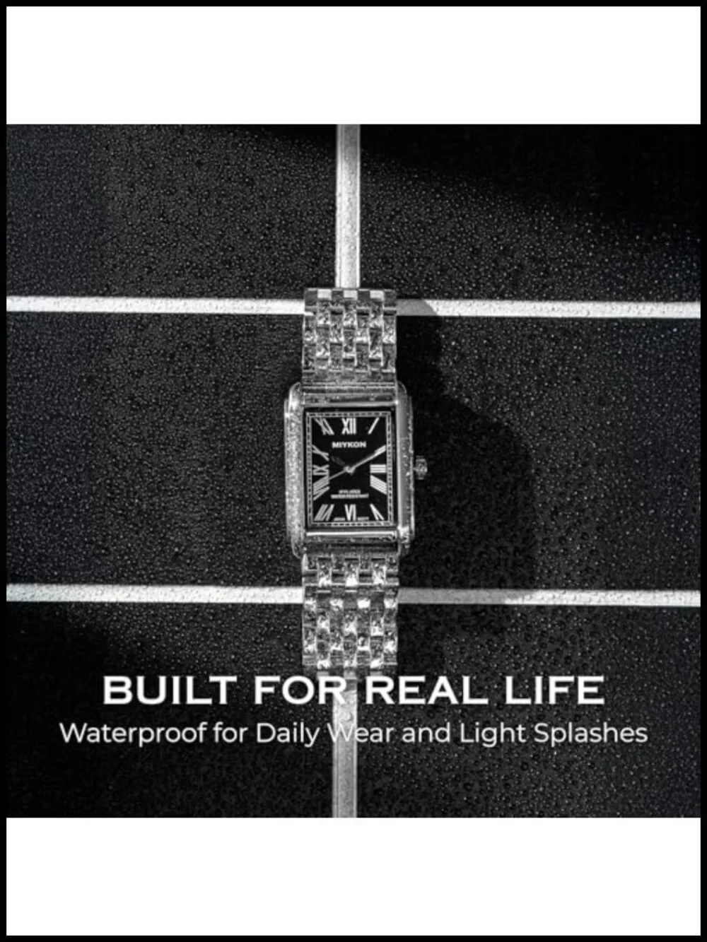 Men Vintage Stainless Steel Tank Dress Watch Water Resistant